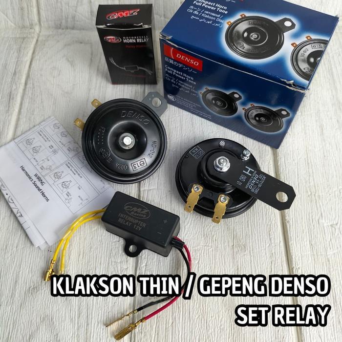 KLAKSON KEONG DENSO GEPENG SET RELAY WATERPROOF TAHAN AIR ORIGINAL MOTOR MOBIL UNIVERSAL