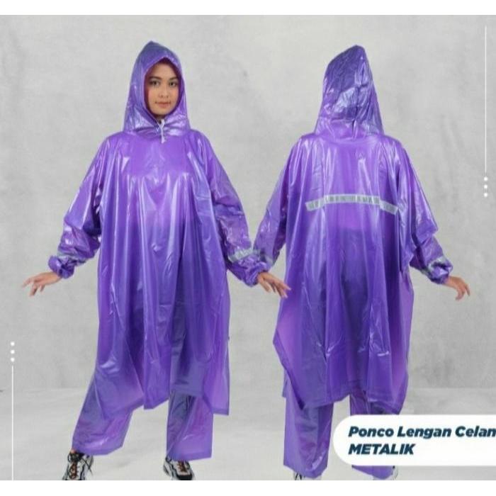 Jashujan poncho lengan celana metalik ibex