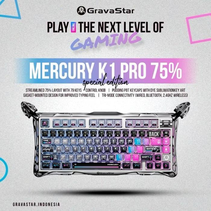 Gravastar Mercury K1 Pro Wireless Mechanical Gaming Keyboard Special Edition Cyber Punk Keycaps