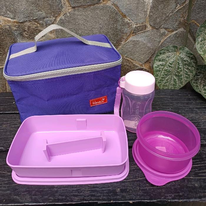 PAKET BEKAL RICE BOWL UNGU TUPPERWARE + TAS HANALIA