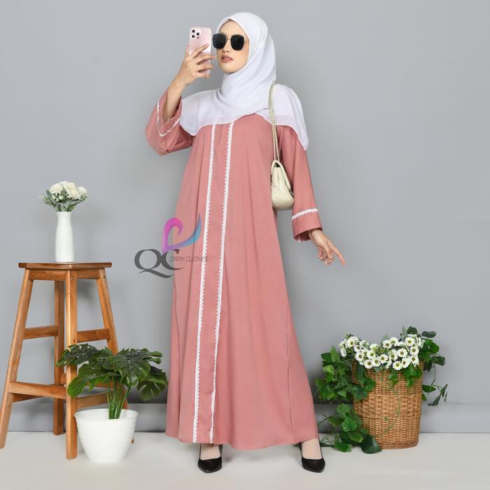 Gamis Abaya Hitam Renda Abaya Arab kekinian Fashion Wanita - Hitam, S