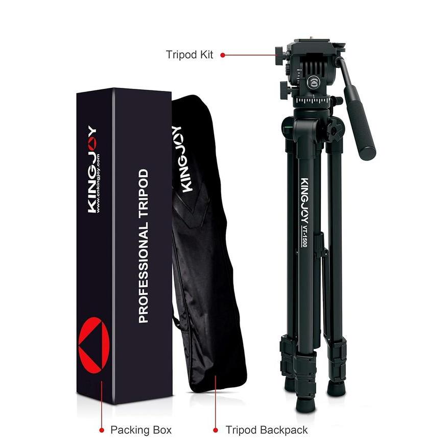 Tripod Video Kingjoy Vt-1500 Fluidhead Profesional Video Kamera