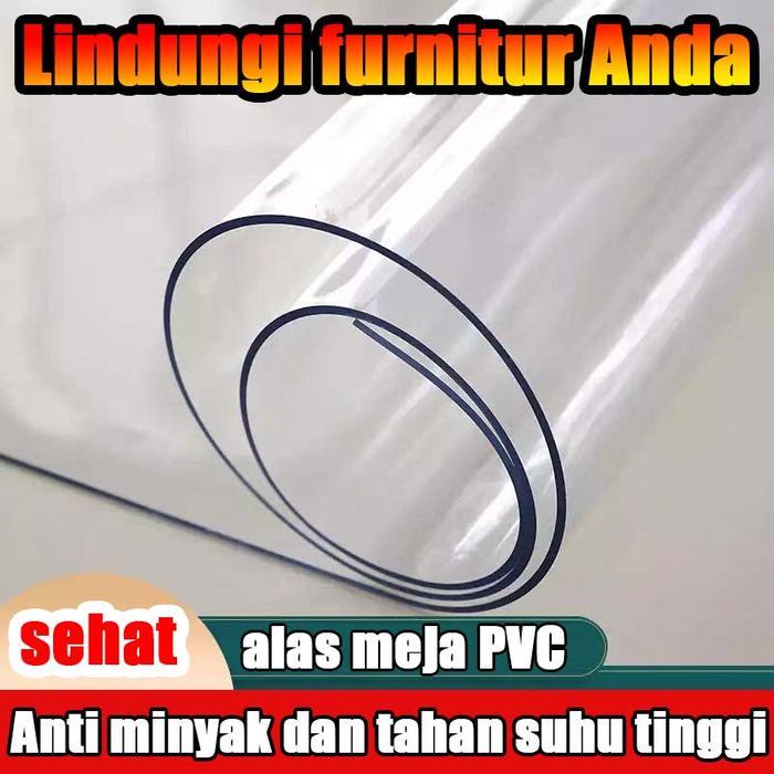 TAPLAK MEJA RENDA JAHITAN BENING / TAPLAK MEJA MAKAN PLASTIK BENING / TAPLAK MEJA PVC TRANSPARAN /