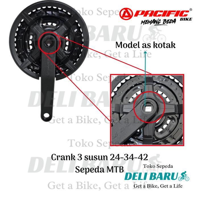 Pacific Crank gear tengah chainwheel gir 3 susun 24 34 42T sepeda MTB Gratis Ongkir