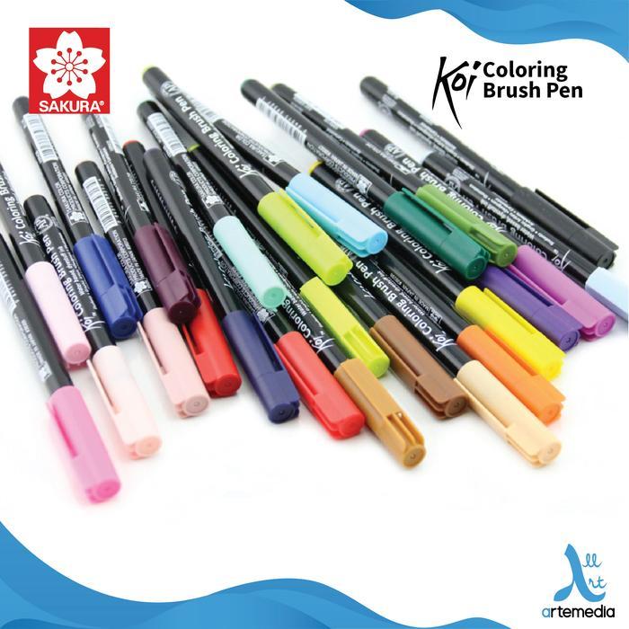 [] Sakura Koi Coloring Brush Pen Waterbased Flexible Tip Original Japan Untuk Menggambar, Mewarnai,