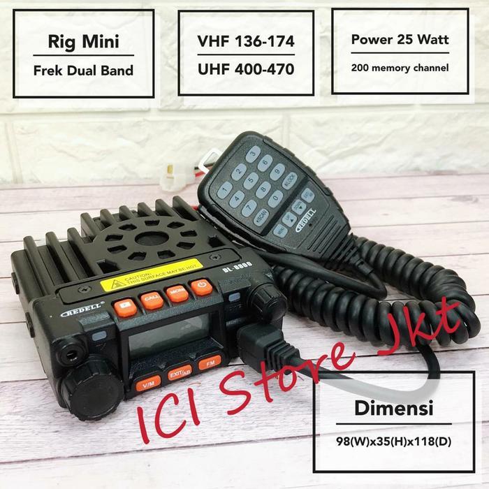 Redell Radio Rig Dualband Mini Dl-9900 Walkie Talkie Ht Vhf Uhf 200 Channel 25 Watt 13.8V Dc