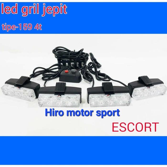 lampu strobo grill light gril LED 4 mata biru - M23 Auto ACC