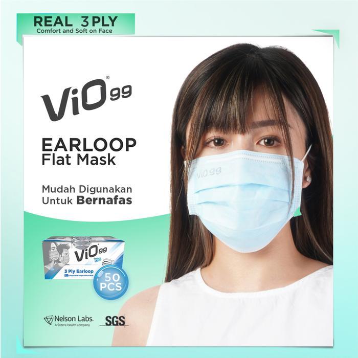 "New" Vio99 Mask Earloop - Masker Vio 3 Ply Isi 50 pcs Masker Medis Vio 99