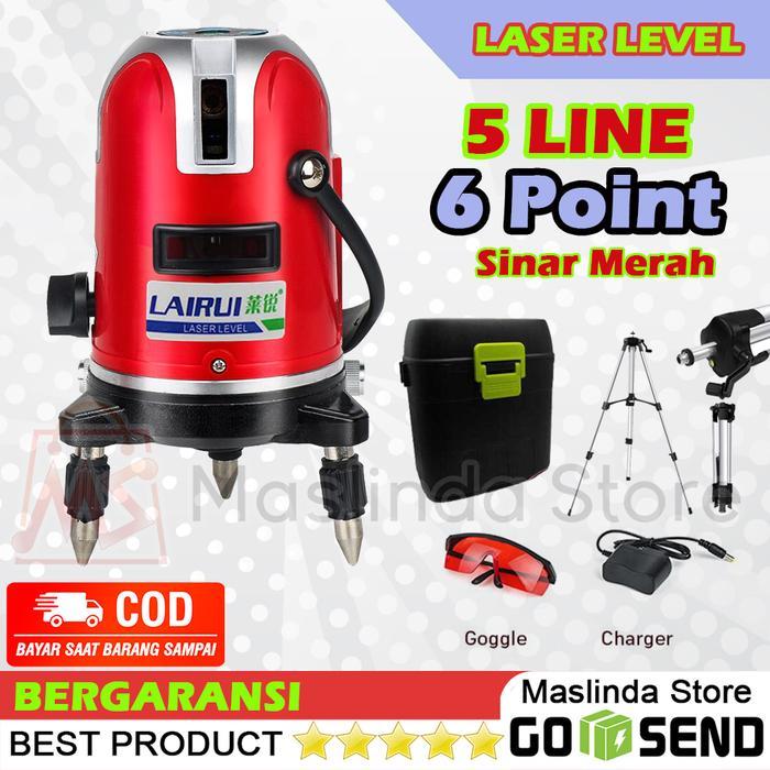 Promo LASER LEVEL 5 Line 6 leveling laser Levels 6 garis warna merah GARANSI