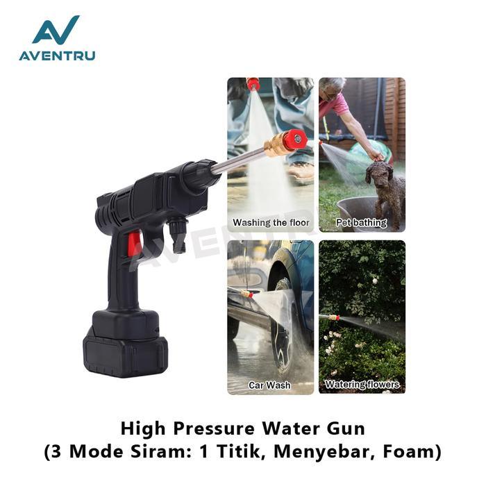 Set Alat Cuci Mobil Portable Jet Washer Water Spray Gun Cordless