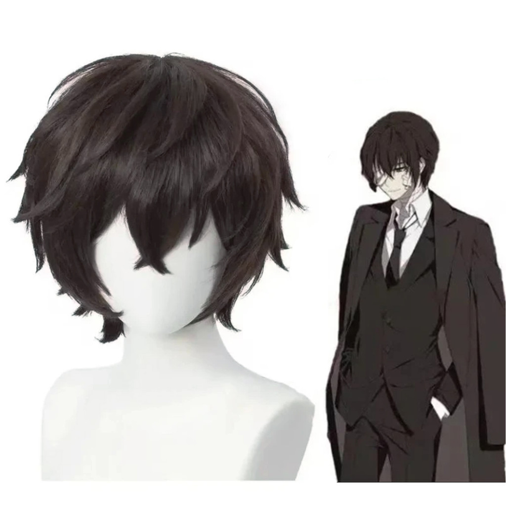 High Quality Dazai Osamu Cosplay Wig Anime Bungo Stray Dogs Cosplay Brown Heat Resistant Synthetic