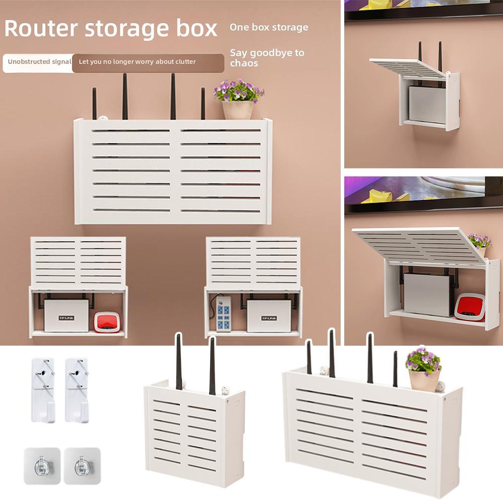 Wifi Router Storage Boxes Wall Mounted Wifi Cable Box Shelf Cord Cover Organizer Router Storage Wall
