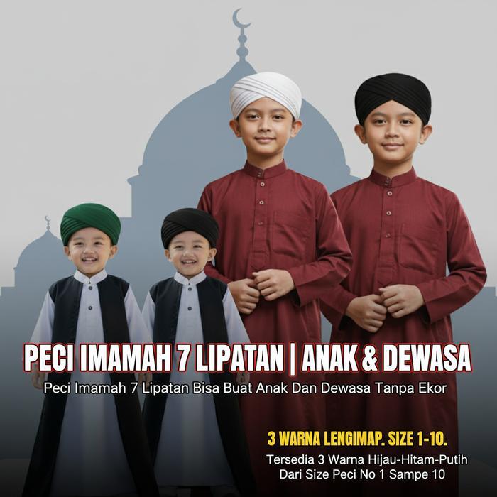 Terbaru Peci Imamah Permanen 5 Meter Tanpa Buntut Peci Imamah Siap Pakai