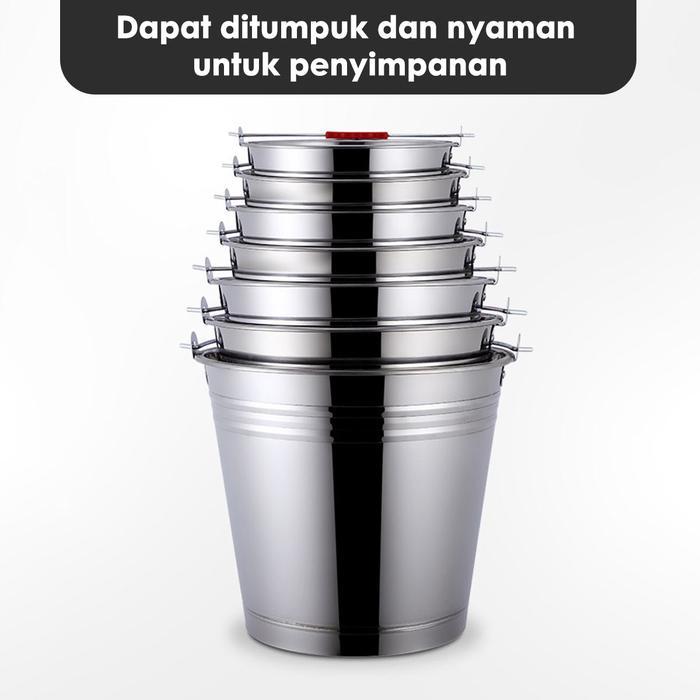 Ember stainless steel rumah tangga ember portabel ember komersial dengan tutup ember kapasitas besar