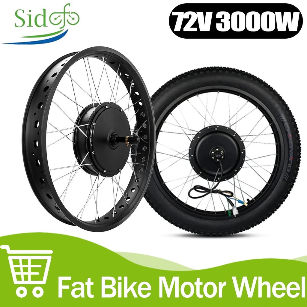 72V 3000W Brushless Gearless Hub Motor for Electric Fat Bike Rear Wheel 20in 26in Snow Bicycle Fat