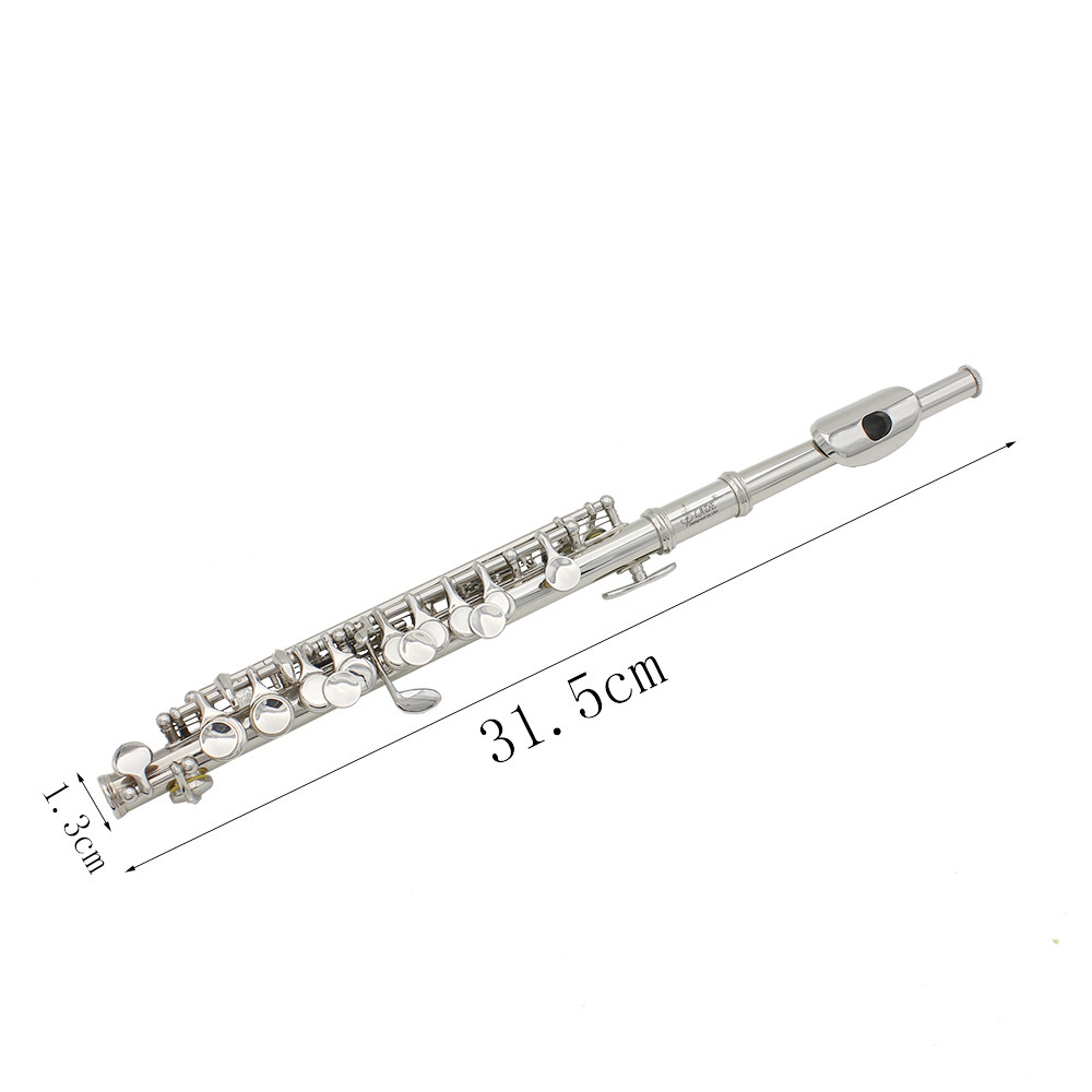 SLADE Silvery Piccolo Flute C Key Half-size Silvery Flute Instrument Parts Cupronickel Piccolo Flute