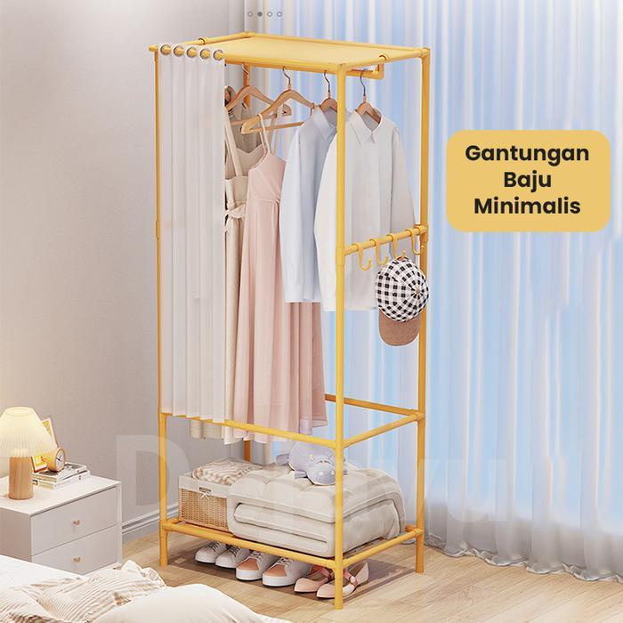 Dejavu Rak Gantungan Pakaian Stainless Stand Hanger Baju Pajangan Display Rak Penyimpanan Storage