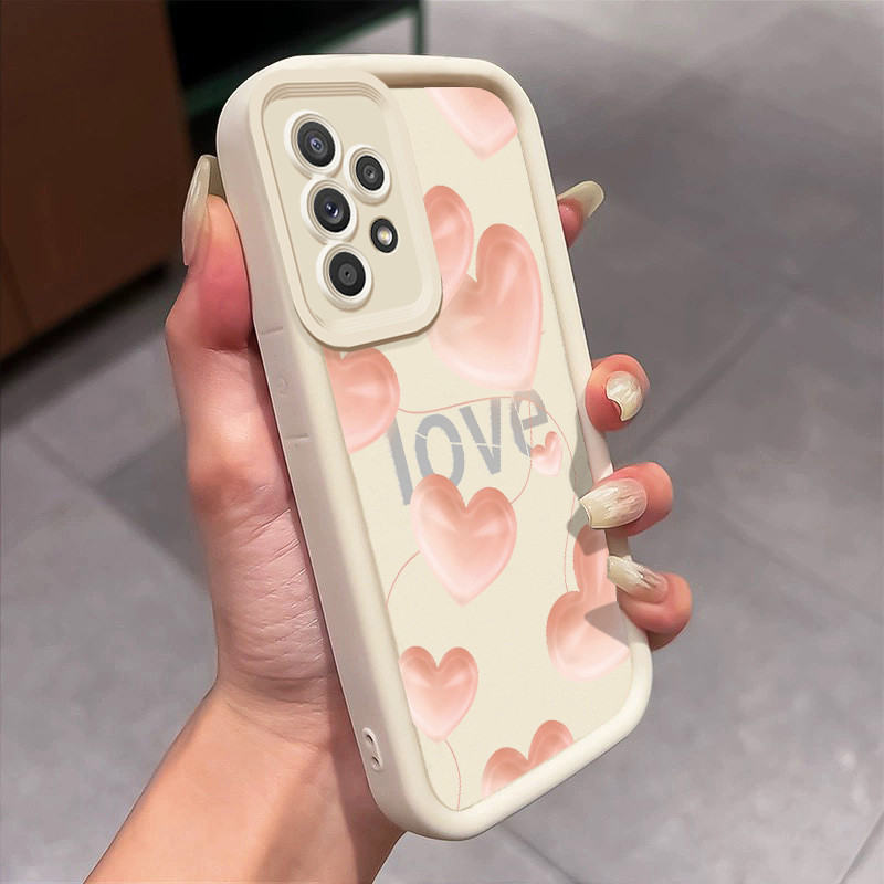 Casing Hp Untuk Samsung Galaxy A52 4G A52 5G A52s 5G A71 A72 A73 5G Case Hati berwarna oranye muda m