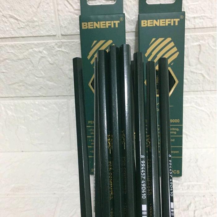 ( isi 12 pensil ) PENSIL 2B BENEFIT HIJAU DAN BIRU / PENSIL MURAH 2B FOR COMPUTER / PENSIL 1 PAK