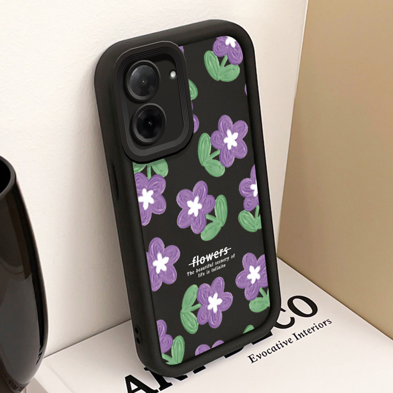 Casing Hp untuk Xiaomi Redmi A5 4G Case Bunga lukisan minyak ungu Kasing silikon Cesing Differ gaya 