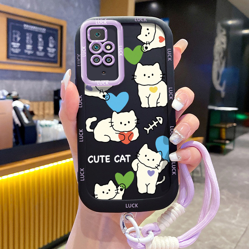Casing Hp untuk Xiaomi Redmi 10 10C 10 Prime Case Casing ponsel silikon lanyard Lensa kontras All-in