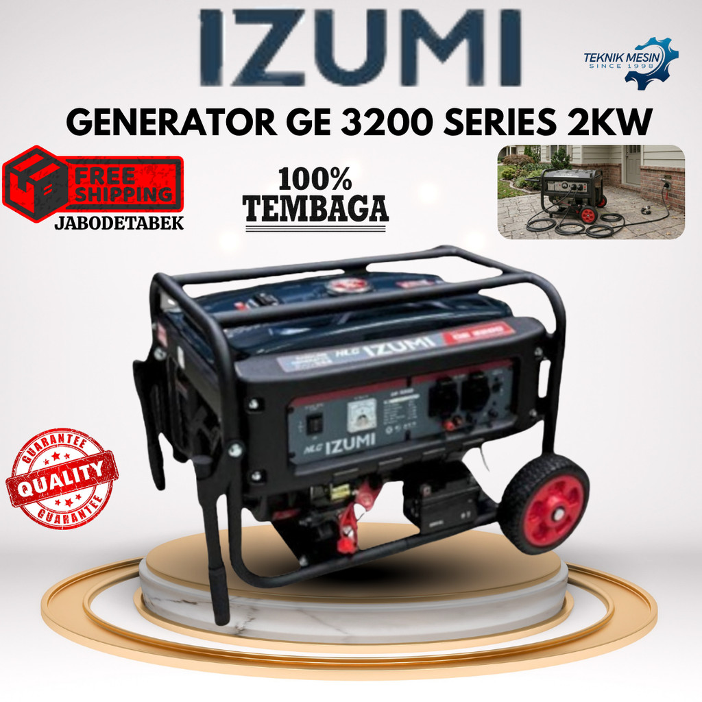 GENSET BENSIN 2,5 KVA 2KW IZUMI NLG GASOLINE GENERATOR GE 3200/ GENSET BENSIN 2000 WATT/ GENERATOR 2