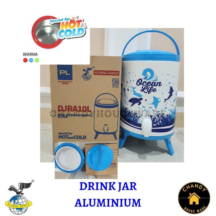 Drink Jar Roma Aluminium dan Plastik Termos Tempat Air Panas Dingin 8-10-12 Liter Global Eagle