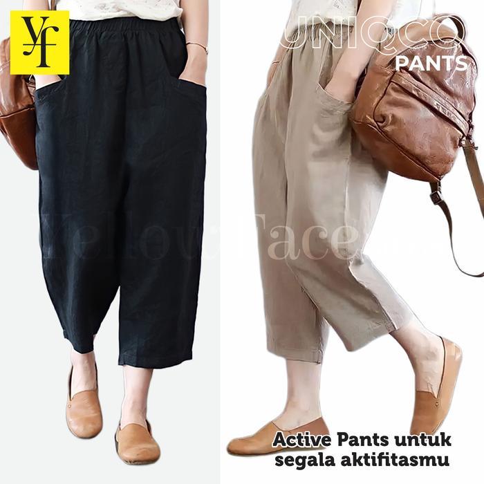 Yellowface Uniqco Pants Celana Panjang Ankle Pants Korean Style - Celana Wanita Kulot - Katun Twill
