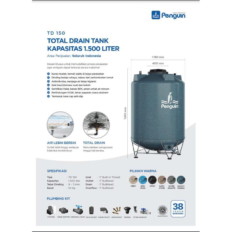 Tangki air Total Drain Penguin TD160 - Tandon/Toren