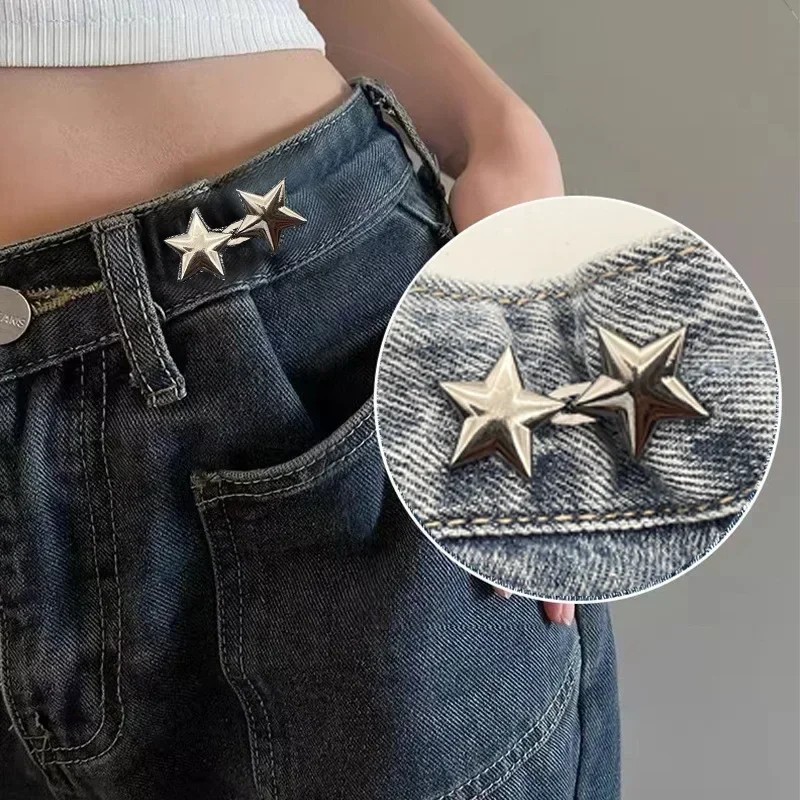 Mental Star Belt Adjustable Seamless Invisible Waistband Buckle Jeans Waist Tightening Tool Fashion