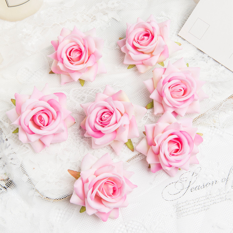 20/40 Pieces High Quality Flannel Roses Heads Wedding Scrapbook Home Decorations Bridal Accessories