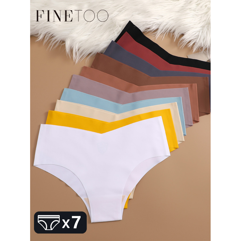 Finetoo 7Pcs Women Ultra-Thin Underpants Panties Seamless Briefs Sexy V-Waist Cozy Stretch Lingerie