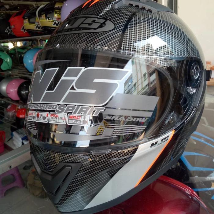 Helm Njs Shadow Double Visor Motif Kilat Carbon