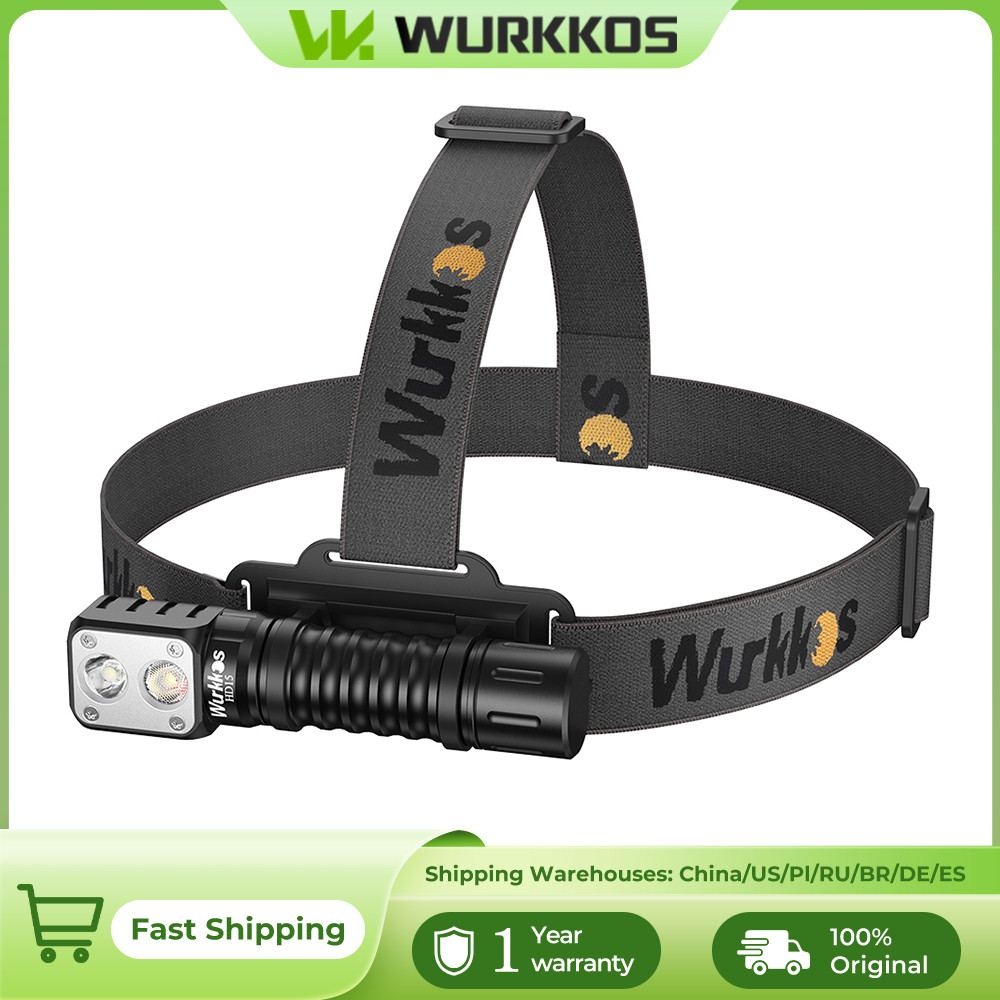 Wurkkos Hd15 Headlamp 18650 2A Rechargeable Headlight 2000Lm Dual Led Lh351D+Sst20 Usb Reverse