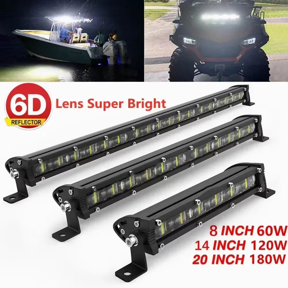 6D Ultra Strip LED Light Bar 8" 14" 20" inch Driving Fog Lamp Work Light 4x4 Led Bar for Motorcycle