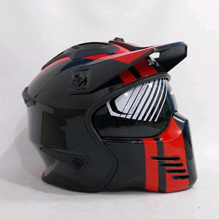Helm Jpx Fullface Jpx Mx 726R Motif Motorcycle Visor Smoke