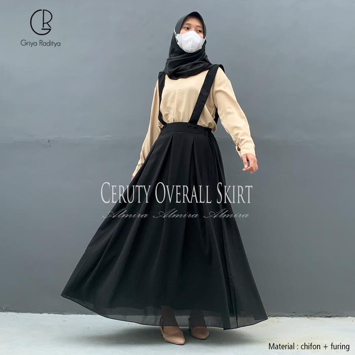 Rok Overall Panjang Wanita Muslim Baju Kodok Overal Dewasa Polos Muslimah Sifon Chiffon Griyaraditya