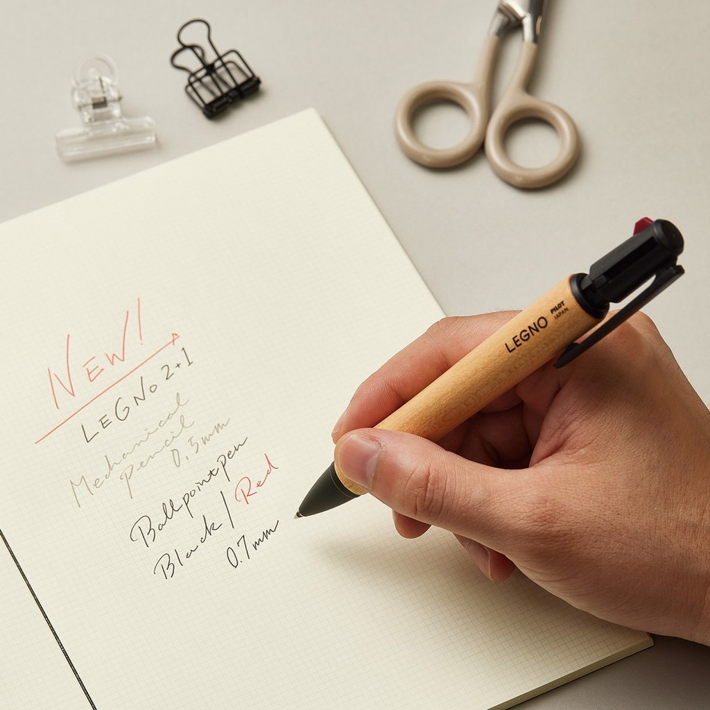 Japan PILOT LEGNO Multifunctional 2+1 Wooden Stationery 0.7 Ballpoint Pen&0.5 Mechanical Pencil
