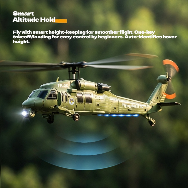 Flying Beast Fb-06 Rc Helicopter Simulation 4 Channel Altitude Hold Optical Flow Positioning Remote