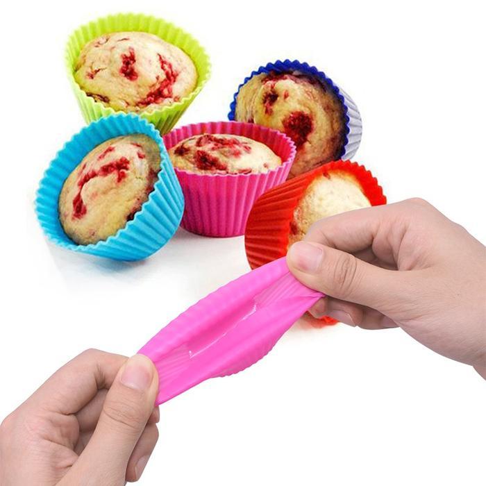 Cetakan Muffin Kue Cup Cake Silicone Tahan Panas Cetakan Silicone Cake Pudding Agar-Agar Cup Cake