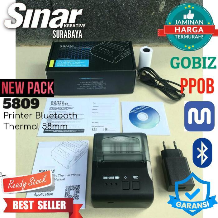MINI PRINTER BLUETOOTH 58mm 5810 - Mobile Printer Mesin Cetak Struk Kasir Portable Warna Hitam Free