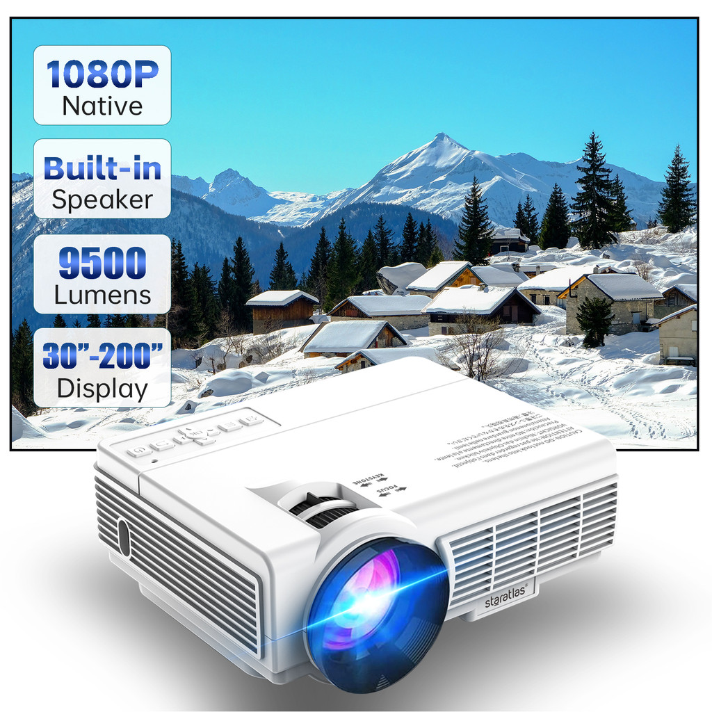 Mini Projector 4K 1080P Support, Portable Projector Smart Projector Outdoor Movie Projector