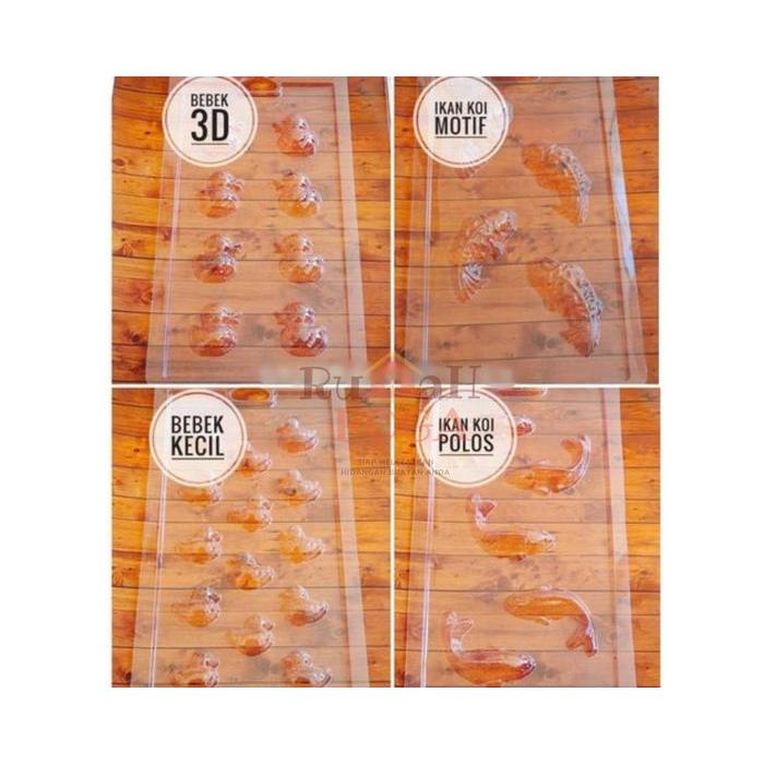 Cetakan MIKA Puding Agar Cokelat Coklat Praline HEWAN BEBEK IKAN KOI Plastik