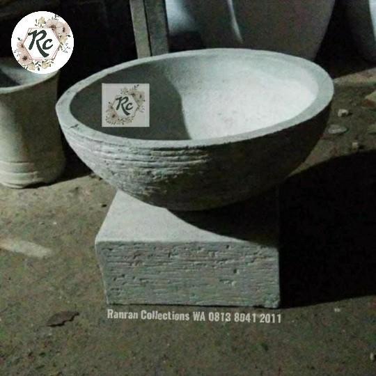 POT BATU TAMAN TERATAI AIR MANCUR KOLAM IKAN PLUS PENYANGGA KOTAK 65