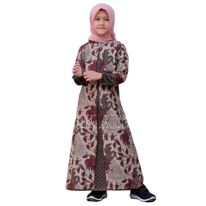 DISKON GAMIS ANAK LOMPONG MERAH TERBARU Cantik Katun Motif Muslim Nyaman Dress Batik READY STOCK