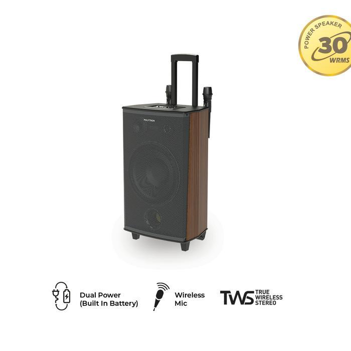 terlaris Polytron Portable Speaker Karaoke Meeting Amplifier Free 2 Mic Wireless USB Bluetooth