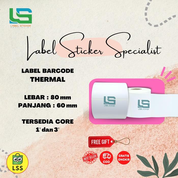LABEL STIKER BARCODE THERMAL 80X60 MM