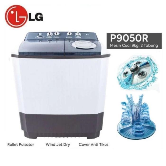 LG Mesin Cuci 2 Tabung 9kg P9050R P 9050R P 9050 R P9050RTB