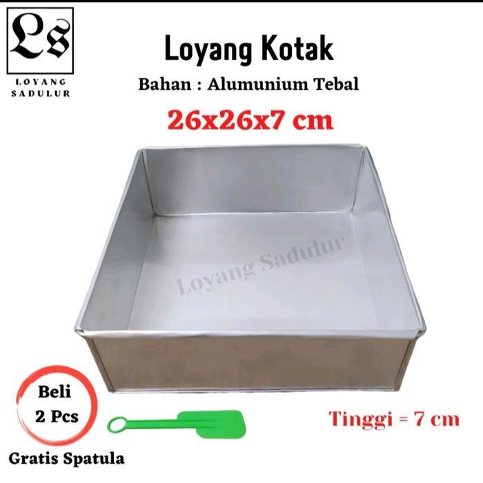 Loyang Kotak uk. 26 cm/Loyang Kotak 26x26x7 cm/Loyang Persegi/Loyang Lapis/Loyang Bolu Gulung/Loyang