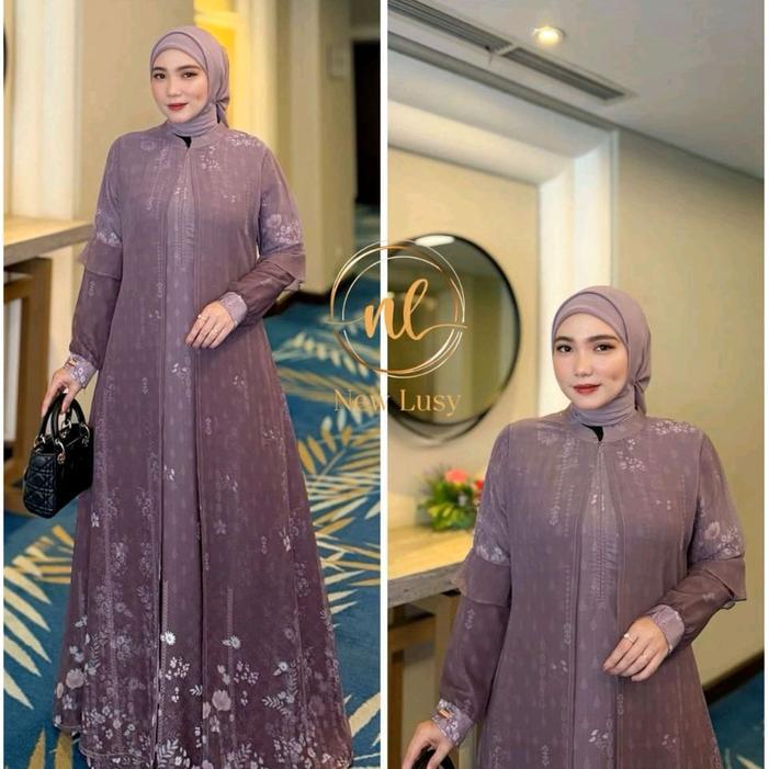 Vanya Dress by New Lusy / Gamis semi outer terbaru / gamis motif terbaru original New Lusy